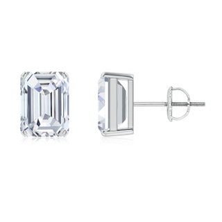 7x5mm FGVS Lab-Grown Prong-Set Emerald-Cut Diamond Solitaire Stud Earrings in P950 Platinum