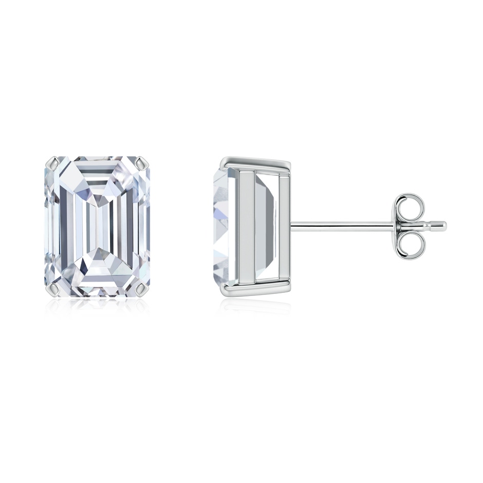 7x5mm FGVS Lab-Grown Prong-Set Emerald-Cut Diamond Solitaire Stud Earrings in S999 Silver 