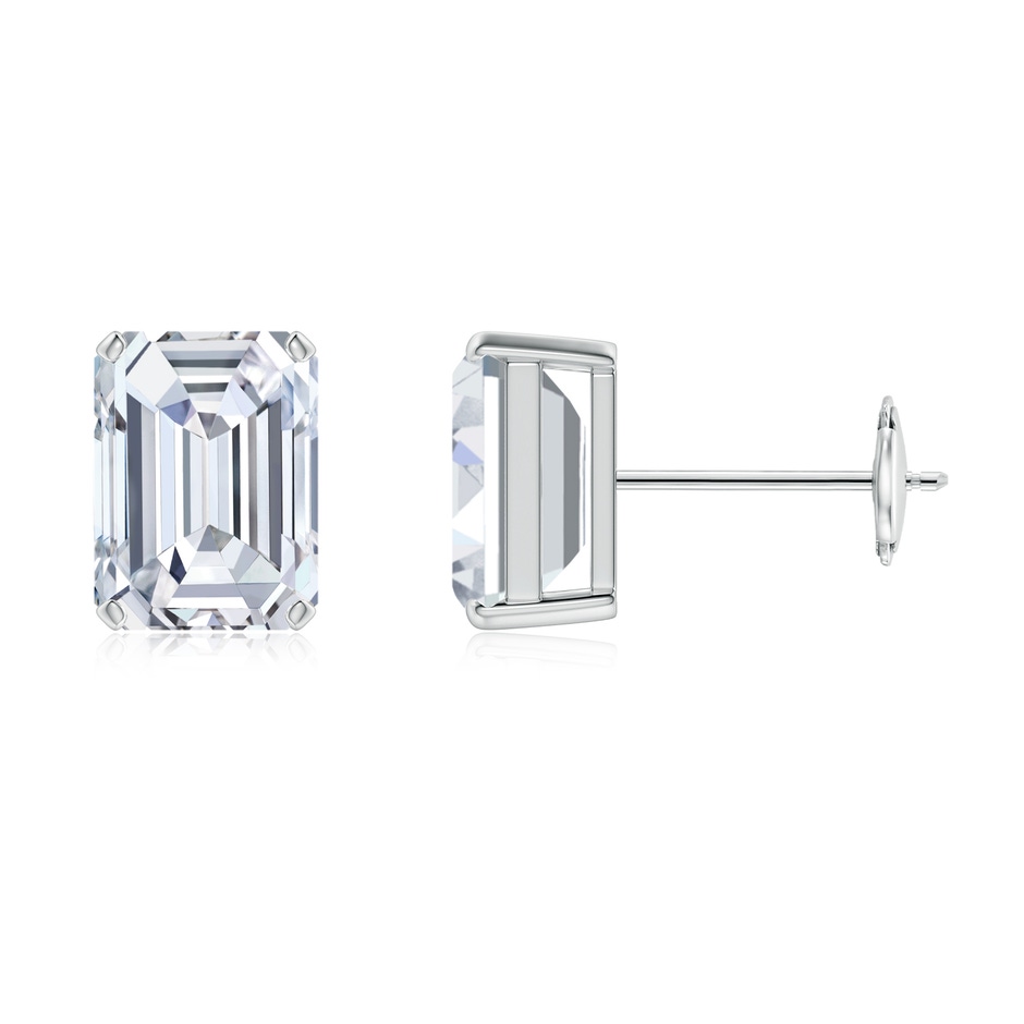 7x5mm FGVS Lab-Grown Prong-Set Emerald-Cut Diamond Solitaire Stud Earrings in White Gold 