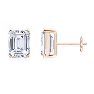 8.5x6.5mm FGVS Lab-Grown Prong-Set Emerald-Cut Diamond Solitaire Stud Earrings in 10K Rose Gold