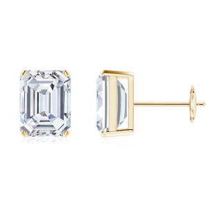 8.5x6.5mm FGVS Lab-Grown Prong-Set Emerald-Cut Diamond Solitaire Stud Earrings in 9K Yellow Gold