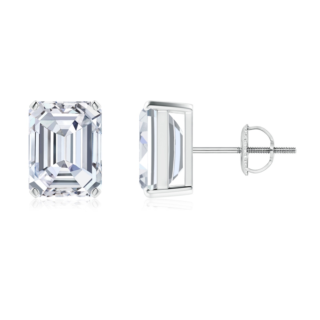 8.5x6.5mm FGVS Lab-Grown Prong-Set Emerald-Cut Diamond Solitaire Stud Earrings in P950 Platinum