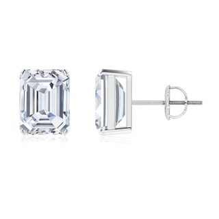 8.5x6.5mm FGVS Lab-Grown Prong-Set Emerald-Cut Diamond Solitaire Stud Earrings in P950 Platinum