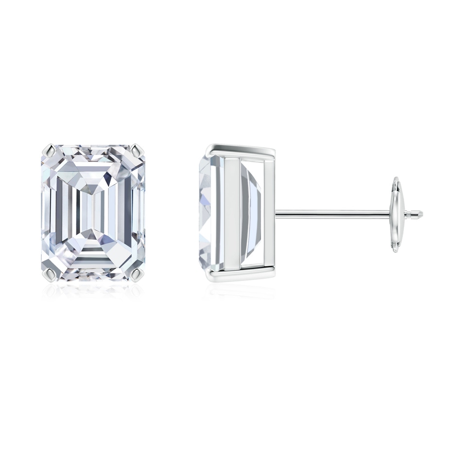 8.5x6.5mm FGVS Lab-Grown Prong-Set Emerald-Cut Diamond Solitaire Stud Earrings in White Gold 