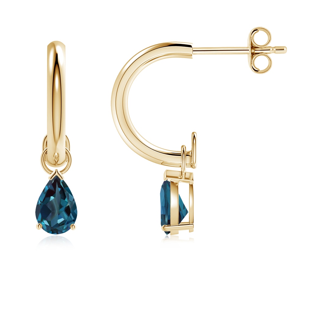 6x4mm Labgrown Pear-Shaped Lab-Grown Alexandrite Drop Earrings in Yellow Gold