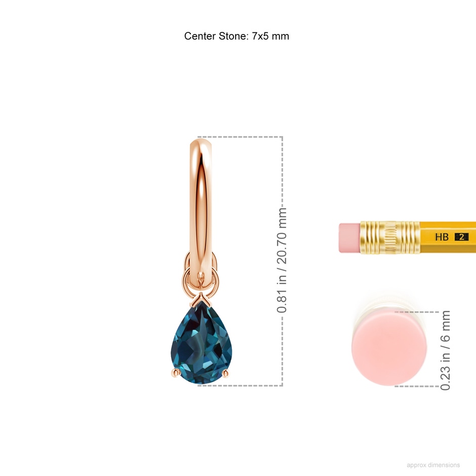 7x5mm Labgrown Pear-Shaped Lab-Grown Alexandrite Drop Earrings in 18K Rose Gold ruler