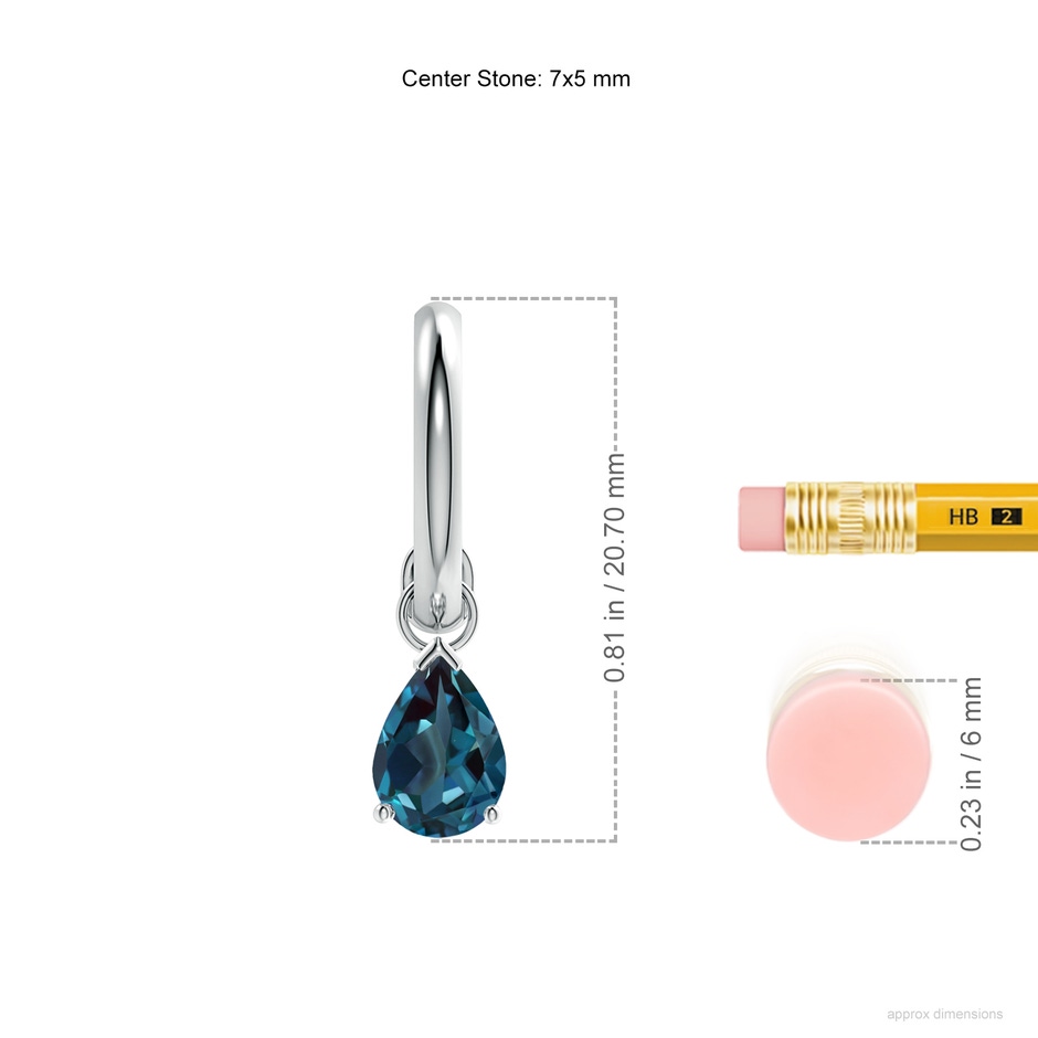 7x5mm Labgrown Pear-Shaped Lab-Grown Alexandrite Drop Earrings in P950 Platinum ruler