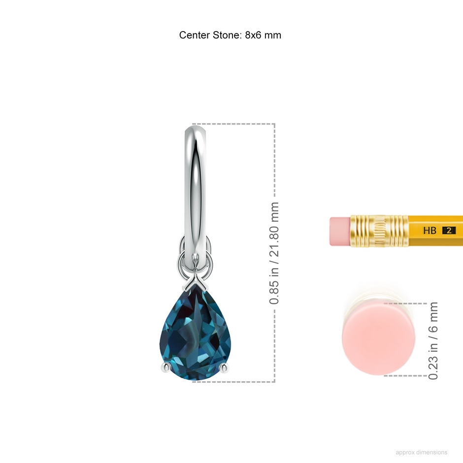 8x6mm Labgrown Pear-Shaped Lab-Grown Alexandrite Drop Earrings in P950 Platinum ruler