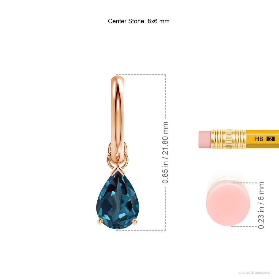 8x6mm Labgrown Pear-Shaped Lab-Grown Alexandrite Drop Earrings in Rose Gold ruler