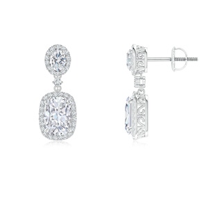 7x5mm FGVS Lab-Grown Two Tier Claw-Set Diamond Dangle Earrings with Halo in P950 Platinum