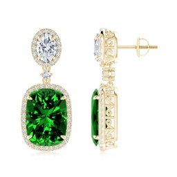 Fashion Yellow Gold Lab Grown Emerald Earrings