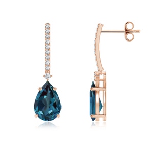 9x6mm Labgrown Solitaire Pear Lab-Grown Alexandrite Drop Earrings with Diamonds in 10K Rose Gold