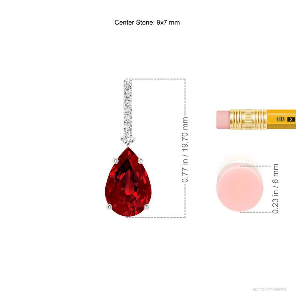 9x7mm Labgrown Lab-Grown Pear-Shaped Ruby Drop Earrings with Accents in White Gold ruler