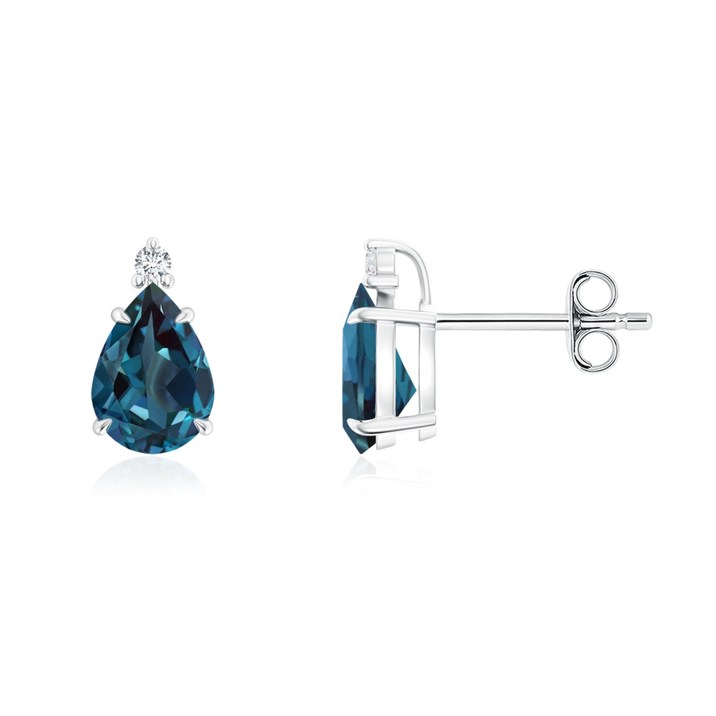 7x5mm Labgrown Classic Claw-Set Pear Lab-Grown Alexandrite Solitaire Stud Earrings in P950 Platinum