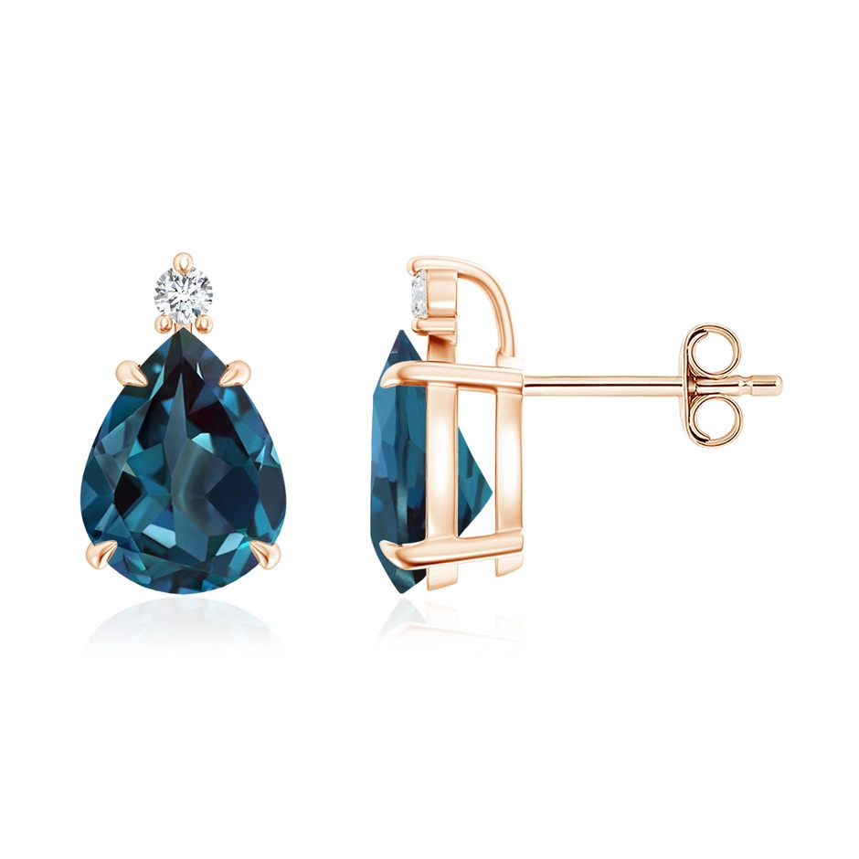 9x7mm Labgrown Classic Claw-Set Pear Lab-Grown Alexandrite Solitaire Stud Earrings in 18K Rose Gold 