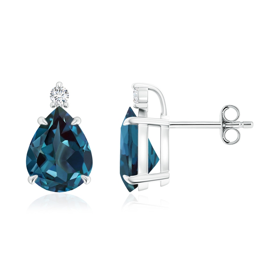 9x7mm Labgrown Classic Claw-Set Pear Lab-Grown Alexandrite Solitaire Stud Earrings in White Gold 