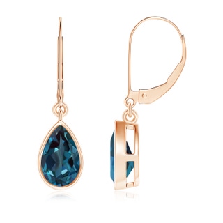 8x5mm Labgrown Bezel-Set Pear Lab-Grown Alexandrite Leverback Drop Earrings in 9K Rose Gold