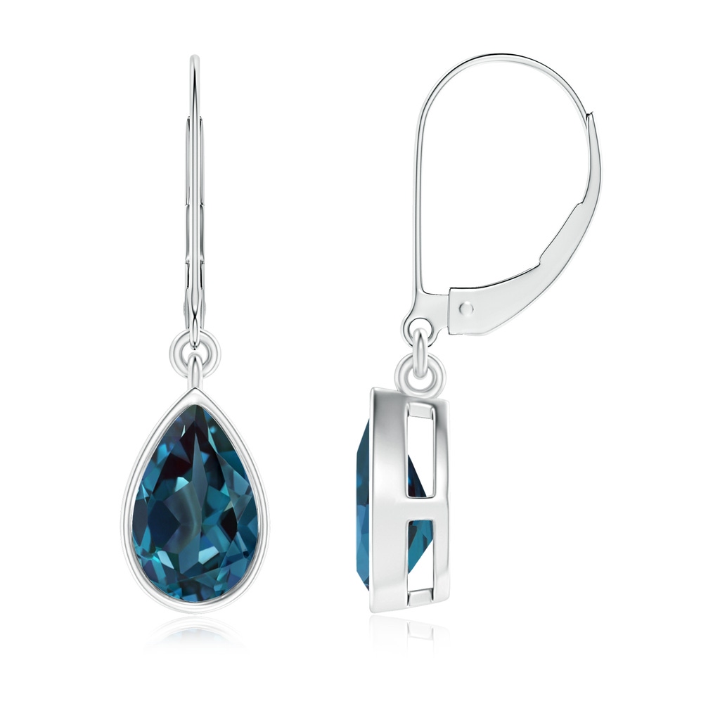 8x5mm Labgrown Bezel-Set Pear Lab-Grown Alexandrite Leverback Drop Earrings in P950 Platinum