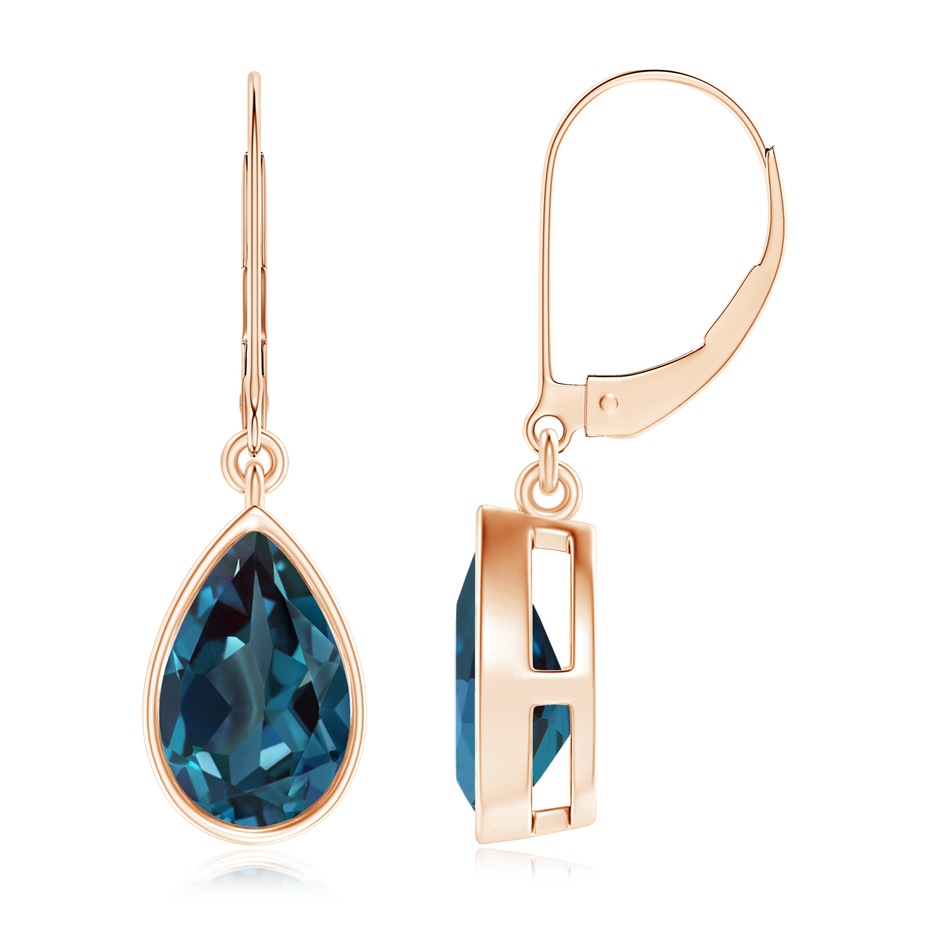 9x6mm Labgrown Bezel-Set Pear Lab-Grown Alexandrite Leverback Drop Earrings in 18K Rose Gold 