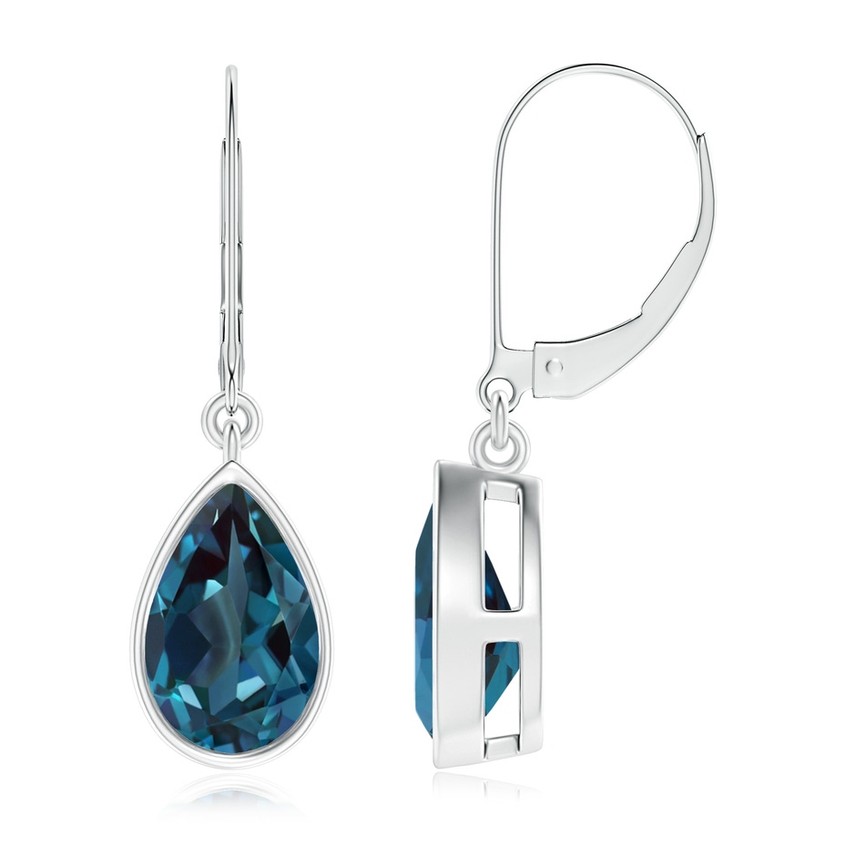 9x6mm Labgrown Bezel-Set Pear Lab-Grown Alexandrite Leverback Drop Earrings in White Gold 