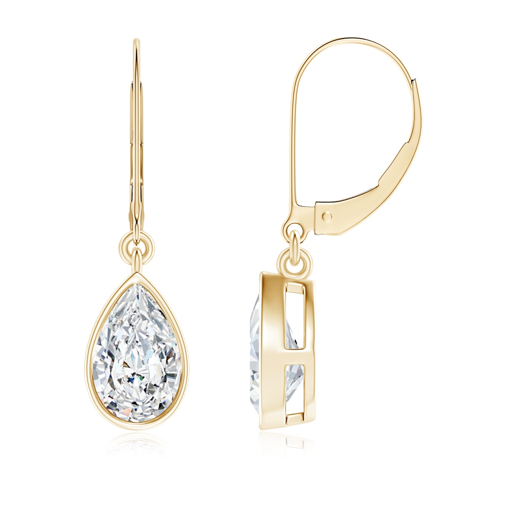 8x5mm FGVS Lab-Grown Pear-Shaped Diamond Leverback Drop Earrings in Yellow Gold