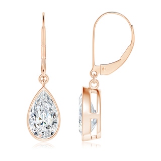 9x5.5mm FGVS Lab-Grown Pear-Shaped Diamond Leverback Drop Earrings in Rose Gold