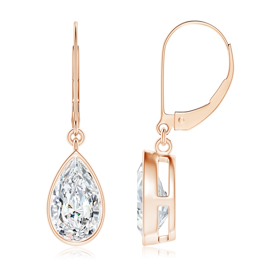 9x5.5mm FGVS Lab-Grown Pear-Shaped Diamond Leverback Drop Earrings in Rose Gold 
