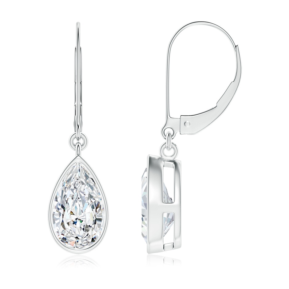 9x5.5mm FGVS Lab-Grown Pear-Shaped Diamond Leverback Drop Earrings in White Gold 