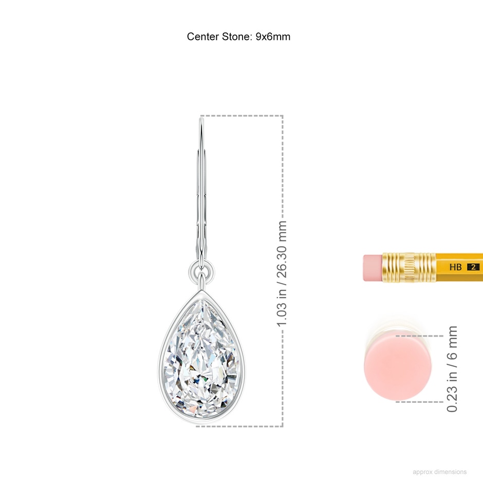 9x6mm FGVS Lab-Grown Pear-Shaped Diamond Leverback Drop Earrings in White Gold ruler