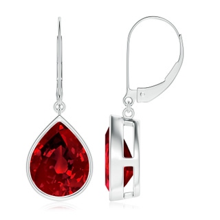 12x10mm Labgrown Lab-Grown Pear-Shaped Ruby Leverback Drop Earrings in P950 Platinum