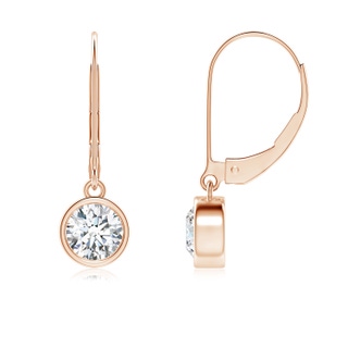 5.1mm FGVS Lab-Grown Bezel-Set Round Diamond Leverback Drop Earrings in 9K Rose Gold