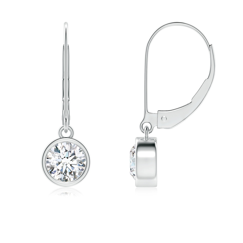 5.1mm FGVS Lab-Grown Bezel-Set Round Diamond Leverback Drop Earrings in White Gold