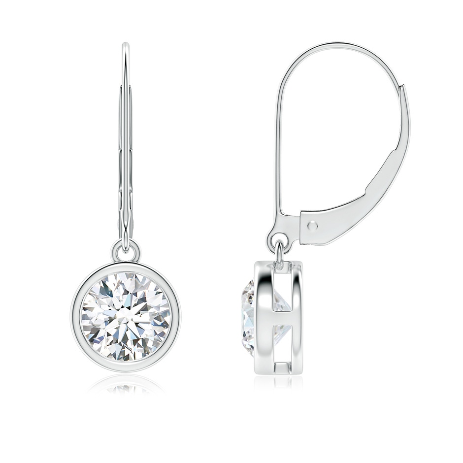 5.9mm FGVS Lab-Grown Bezel-Set Round Diamond Leverback Drop Earrings in White Gold 