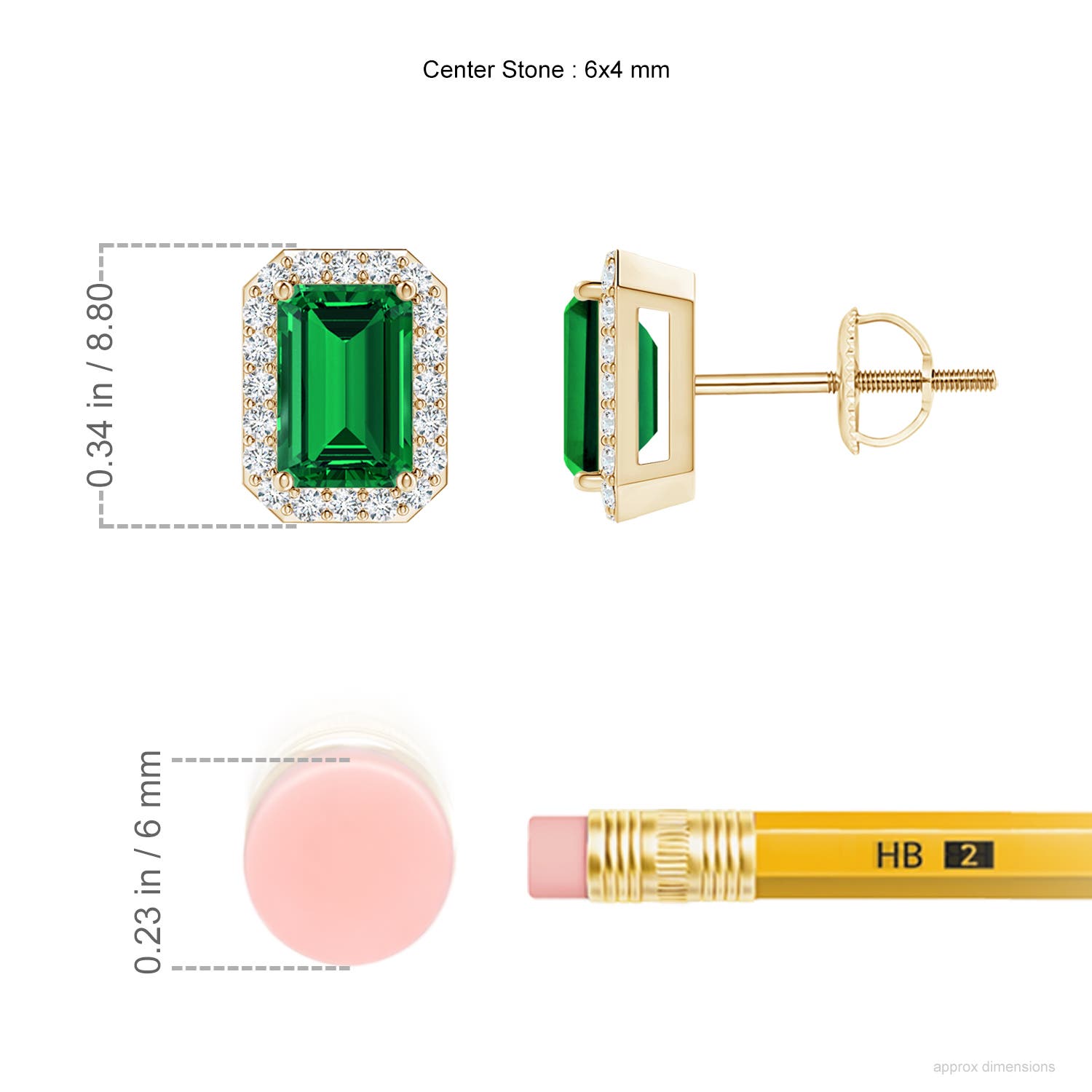 Premium - Lab-Grown Emerald / 1.2 CT / 14 KT Yellow Gold