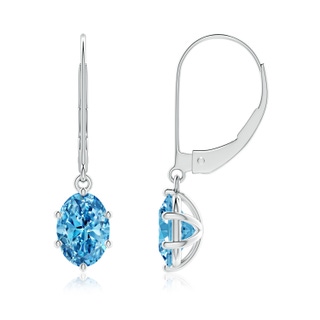 7.3x5.2mm Labgrown Oval Lab-Grown Fancy Intense Blue Diamond Leverback Drop Earrings in P950 Platinum