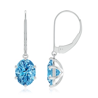 8.5x6.5mm Labgrown Oval Lab-Grown Fancy Intense Blue Diamond Leverback Drop Earrings in P950 Platinum