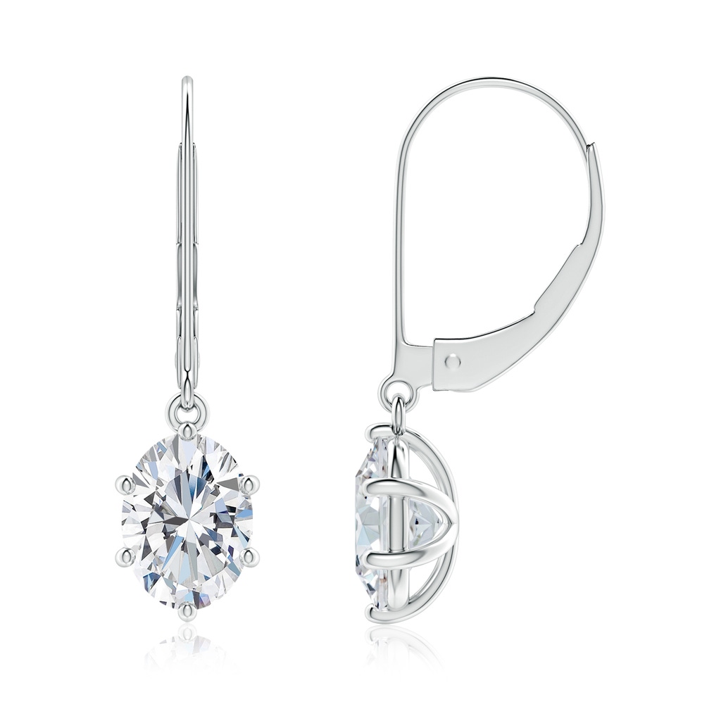 7.7x5.7mm FGVS Lab-Grown Oval Diamond Leverback Drop Earrings in P950 Platinum