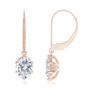 7.7x5.7mm FGVS Lab-Grown Oval Diamond Leverback Drop Earrings in Rose Gold