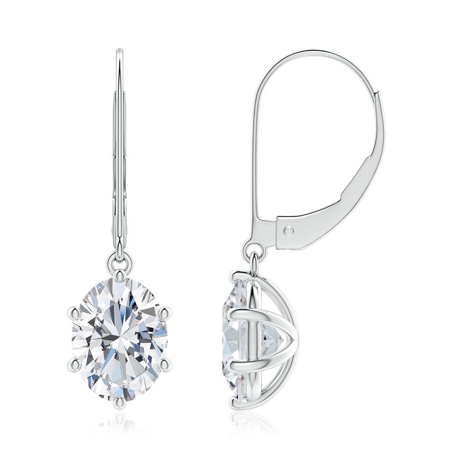 8.5x6.5mm FGVS Lab-Grown Oval Diamond Leverback Drop Earrings in 18K White Gold 