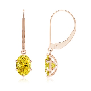 7.3x5.2mm Labgrown Oval Lab-Grown Fancy Intense Yellow Diamond Leverback Drop Earrings in Rose Gold