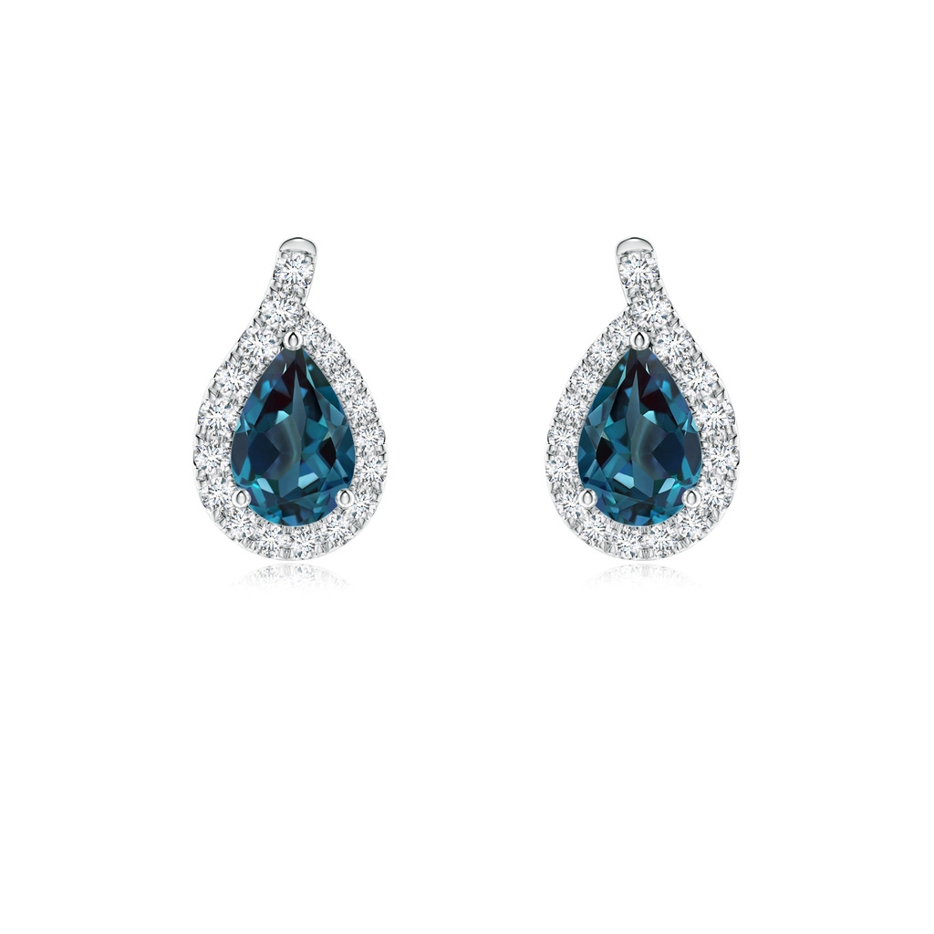 6x4mm Labgrown Pear Lab-Grown Alexandrite Earrings with Diamond Swirl Frame in P950 Platinum