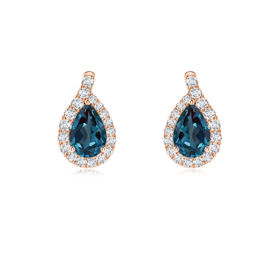 6x4mm Labgrown Pear Lab-Grown Alexandrite Earrings with Diamond Swirl Frame in Rose Gold 