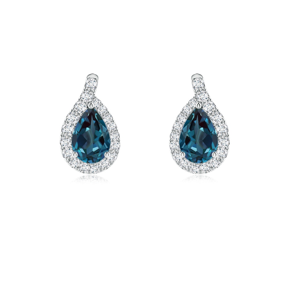 6x4mm Labgrown Pear Lab-Grown Alexandrite Earrings with Diamond Swirl Frame in White Gold 