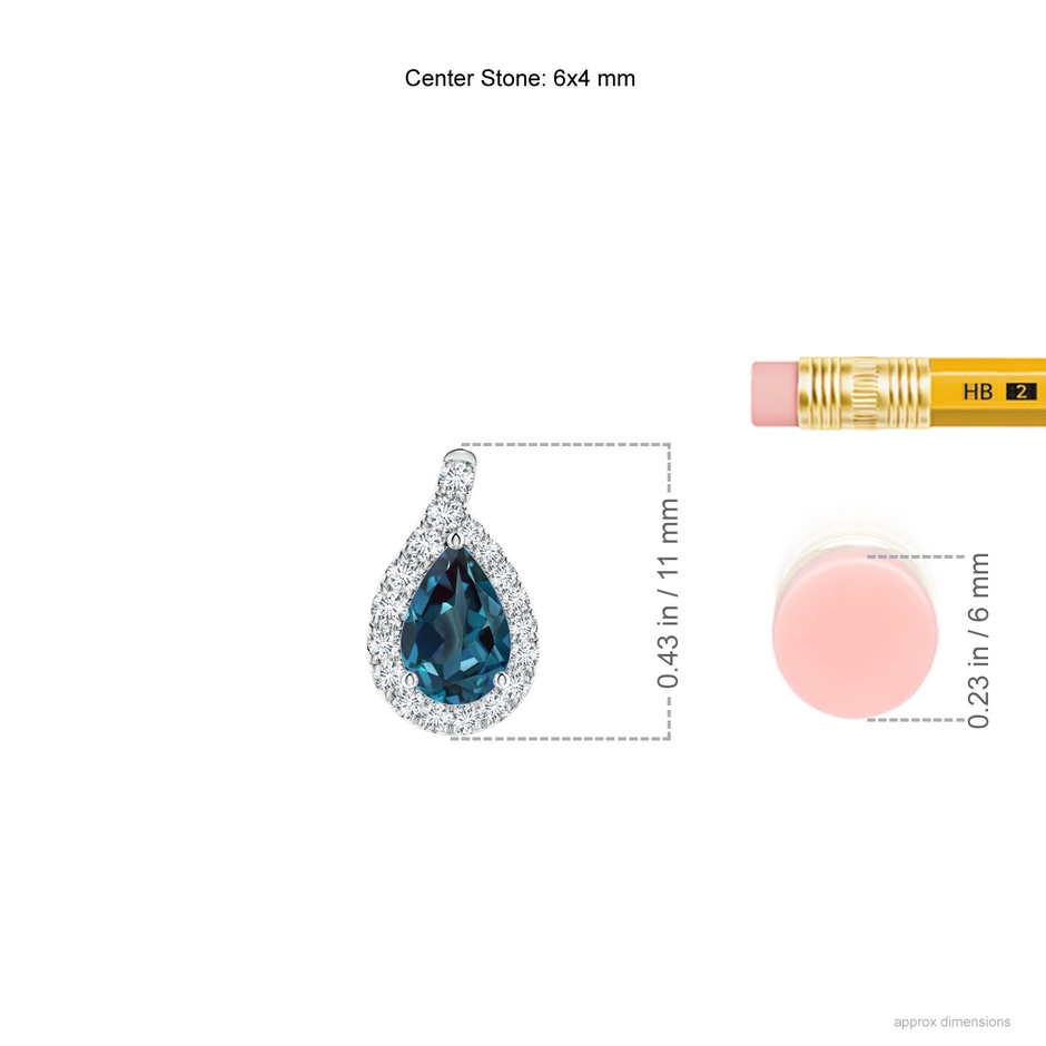 6x4mm Labgrown Pear Lab-Grown Alexandrite Earrings with Diamond Swirl Frame in White Gold ruler