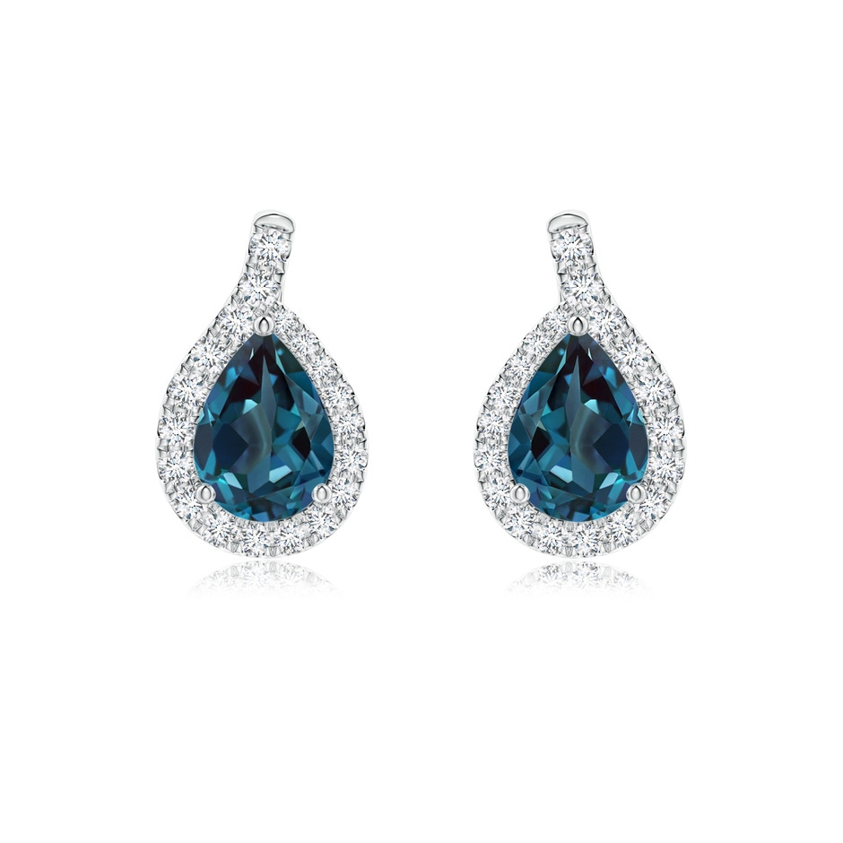 7x5mm Labgrown Pear Lab-Grown Alexandrite Earrings with Diamond Swirl Frame in 18K White Gold 