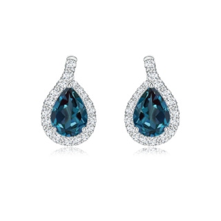 7x5mm Labgrown Pear Lab-Grown Alexandrite Earrings with Diamond Swirl Frame in P950 Platinum