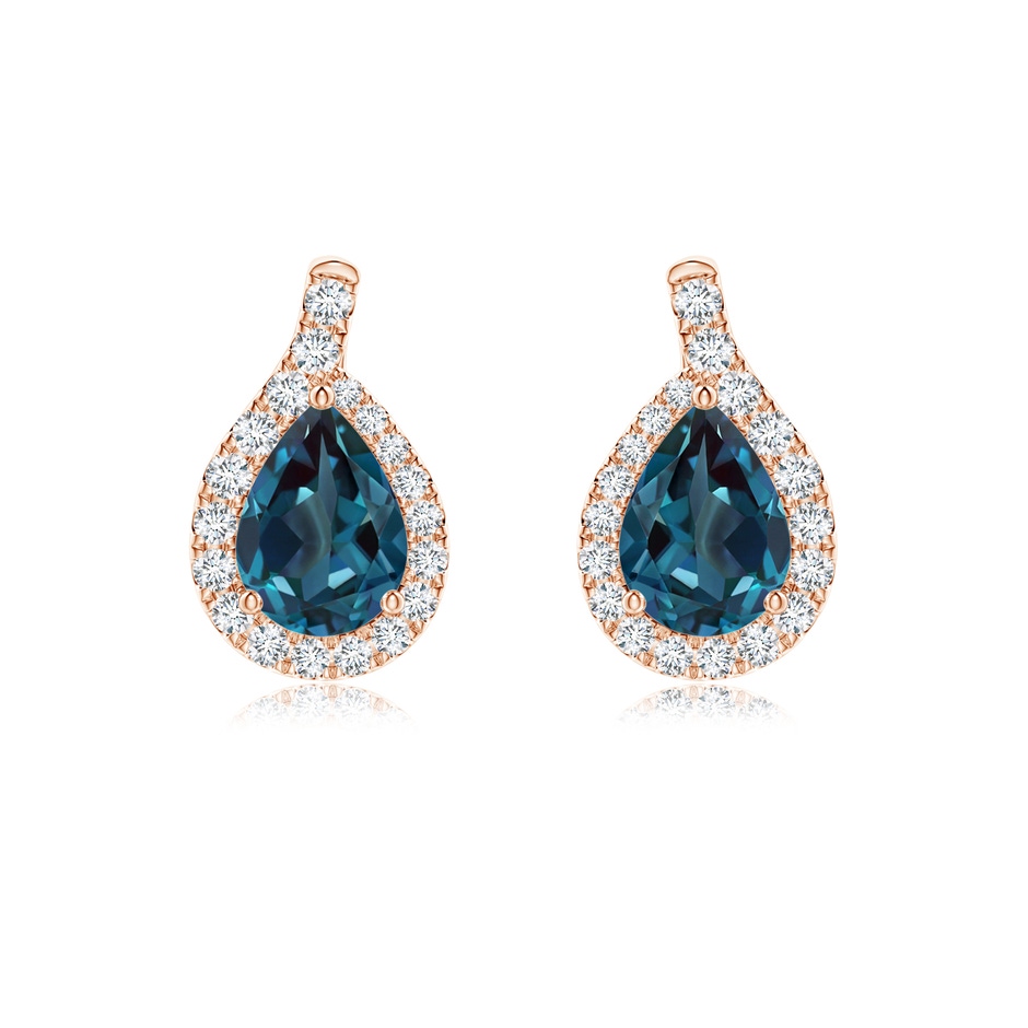 7x5mm Labgrown Pear Lab-Grown Alexandrite Earrings with Diamond Swirl Frame in Rose Gold 