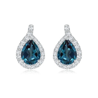 8x6mm Labgrown Pear Lab-Grown Alexandrite Earrings with Diamond Swirl Frame in P950 Platinum