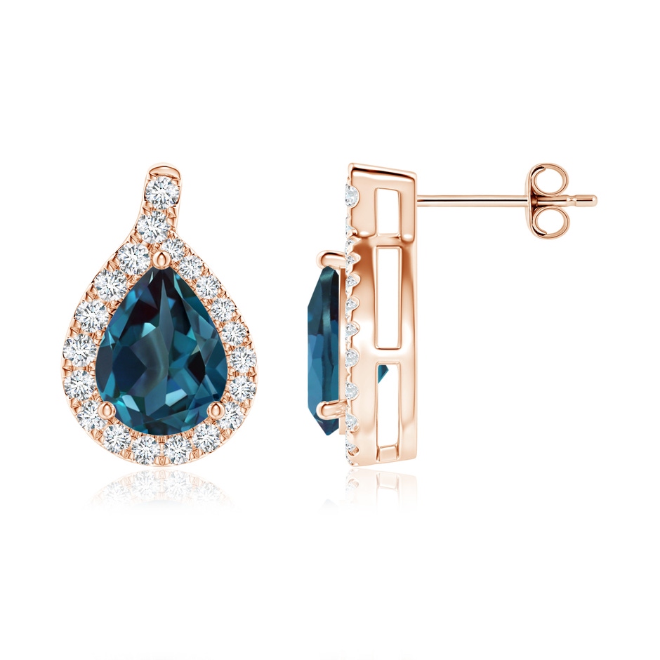 8x6mm Labgrown Pear Lab-Grown Alexandrite Earrings with Diamond Swirl Frame in Rose Gold side 199