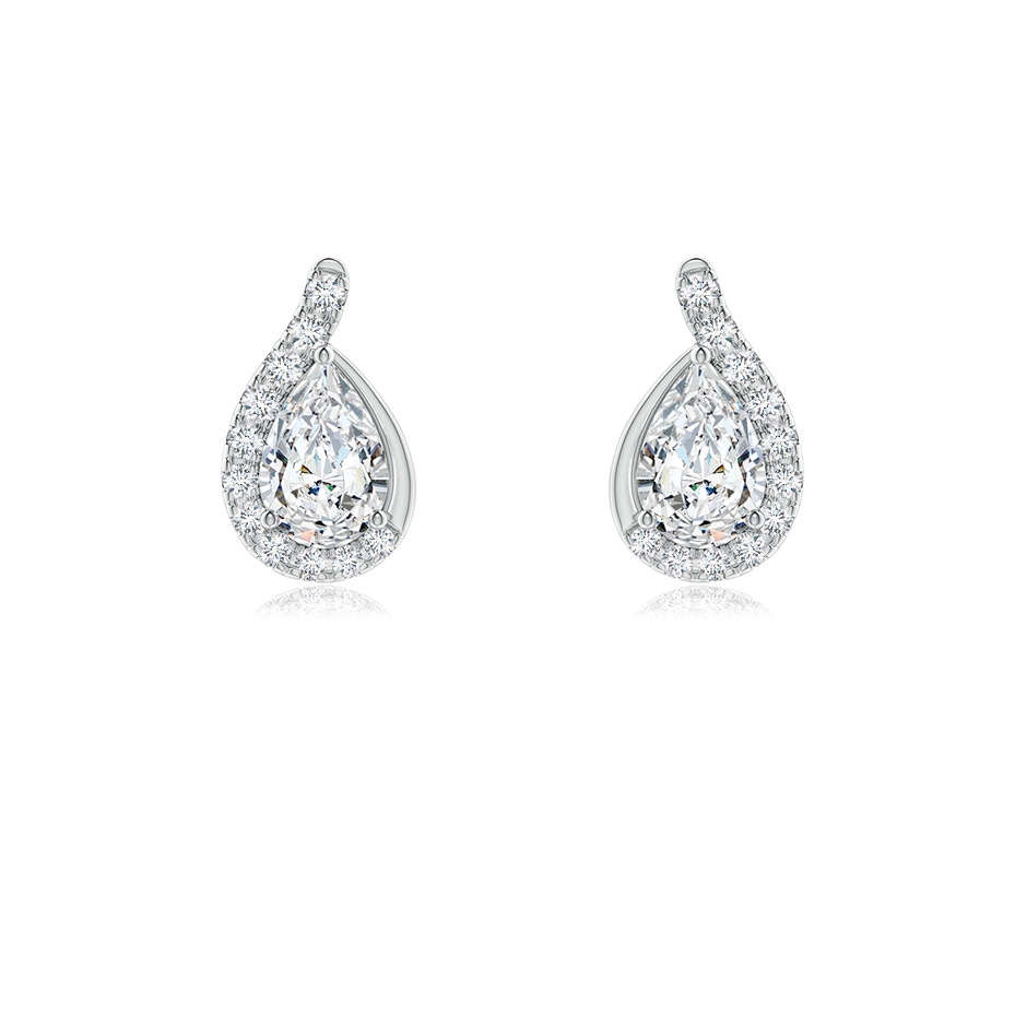 6x4mm FGVS Lab-Grown Pear Diamond Earrings with Swirl Frame in White Gold 